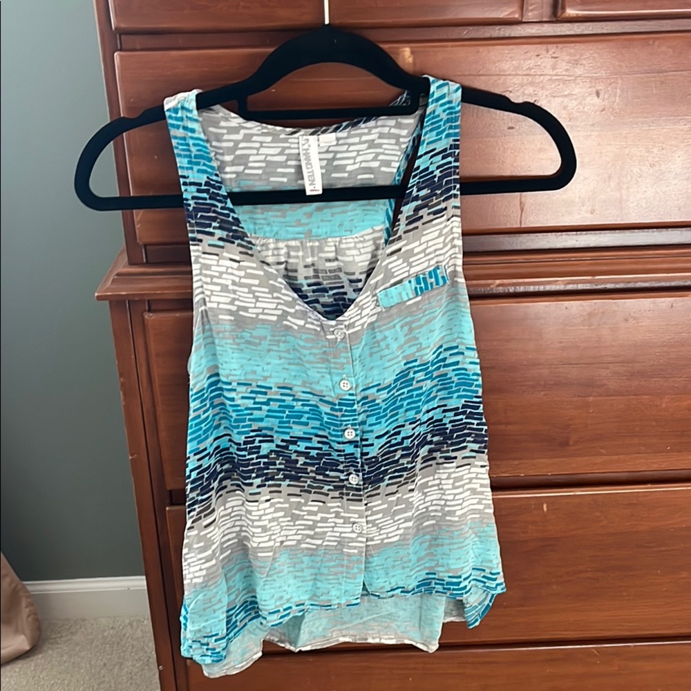 Hang Ten Cream and Blue Sleeveless Tank Top